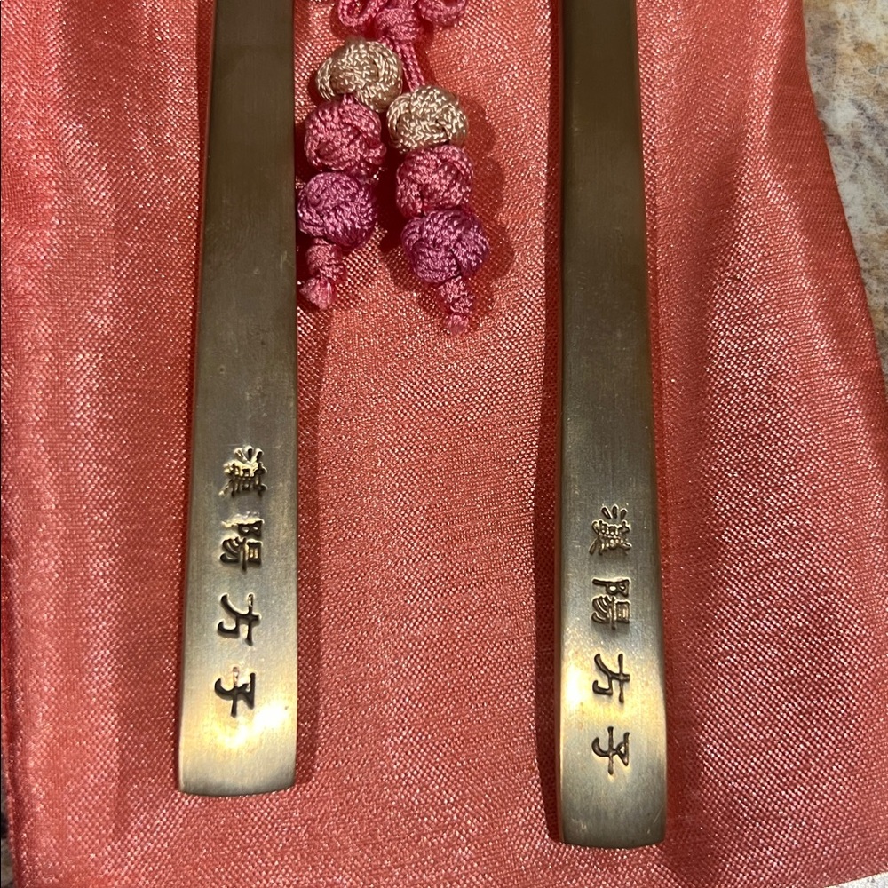 Authentic Korean Bronzeware Chopsticks and Spoons Hanyang Bang Ja Like new - Picture 7 of 7
